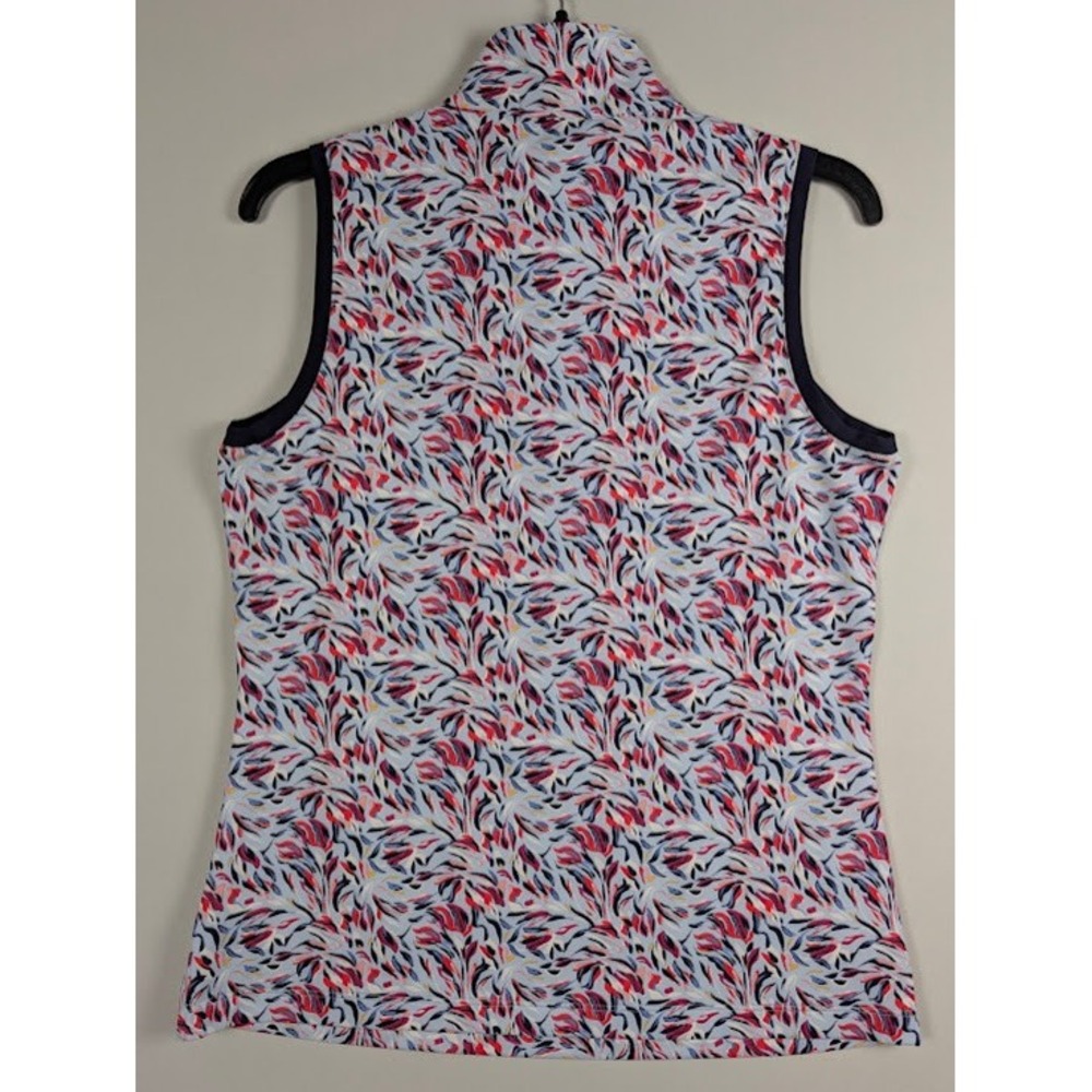 Fairway & Greene Darcy Sleeveless Golf Polo Women S Floral Blue Red Quarter Zip - Picture 2 of 3